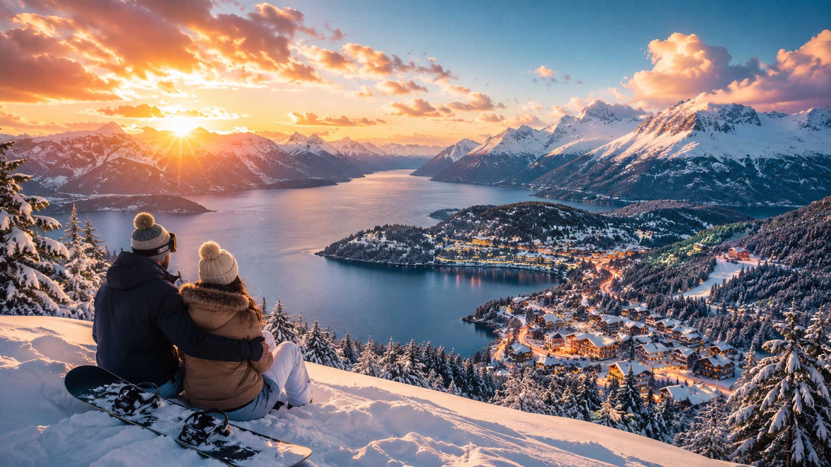 Destino de invierno — nieve y montañas